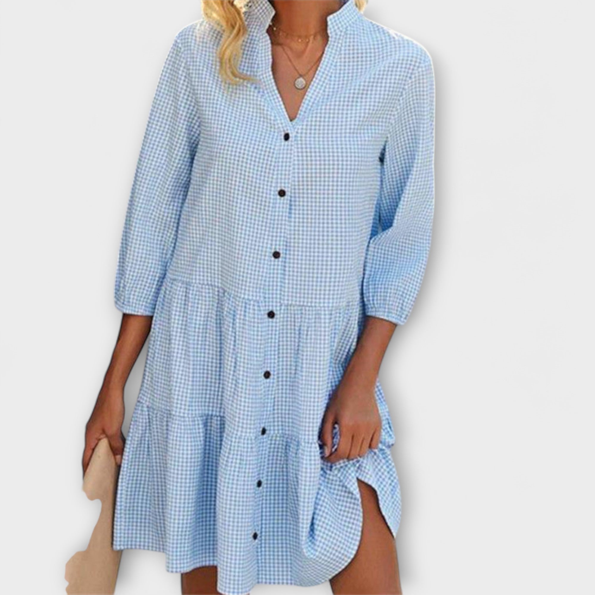Luna – Checked V-Neck Dress