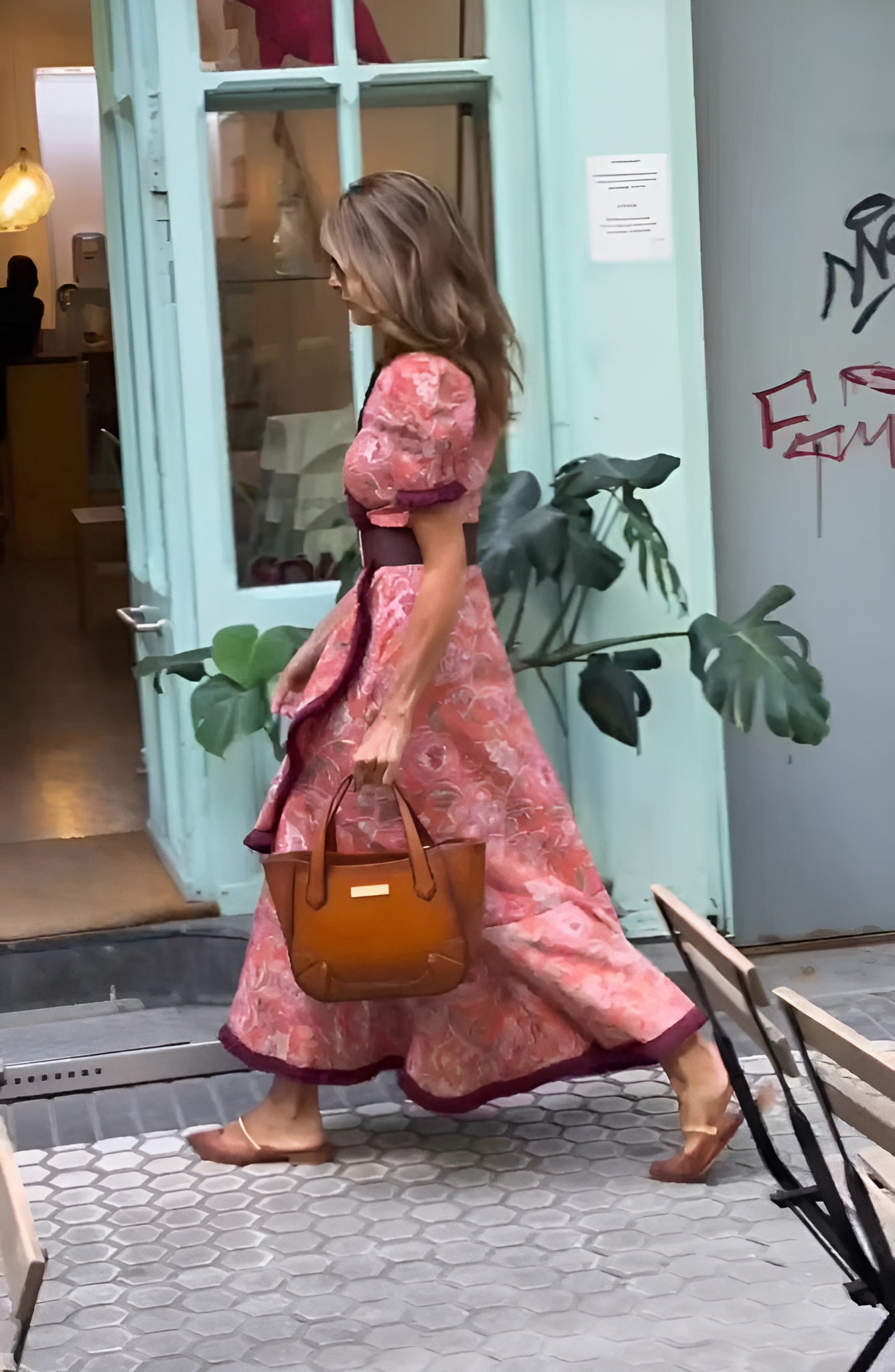 Jane | Elegant Pink Maxi Dress with Short Sleeves