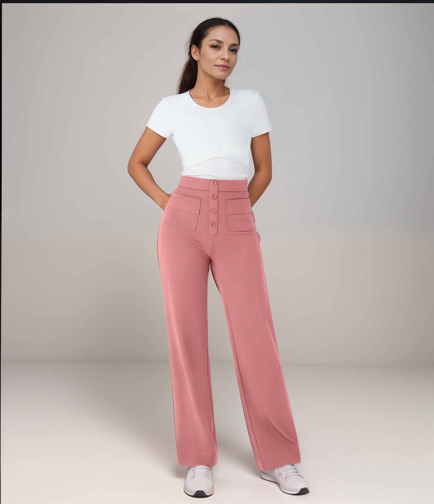 Evelyn | Elastic pants with a high waist.