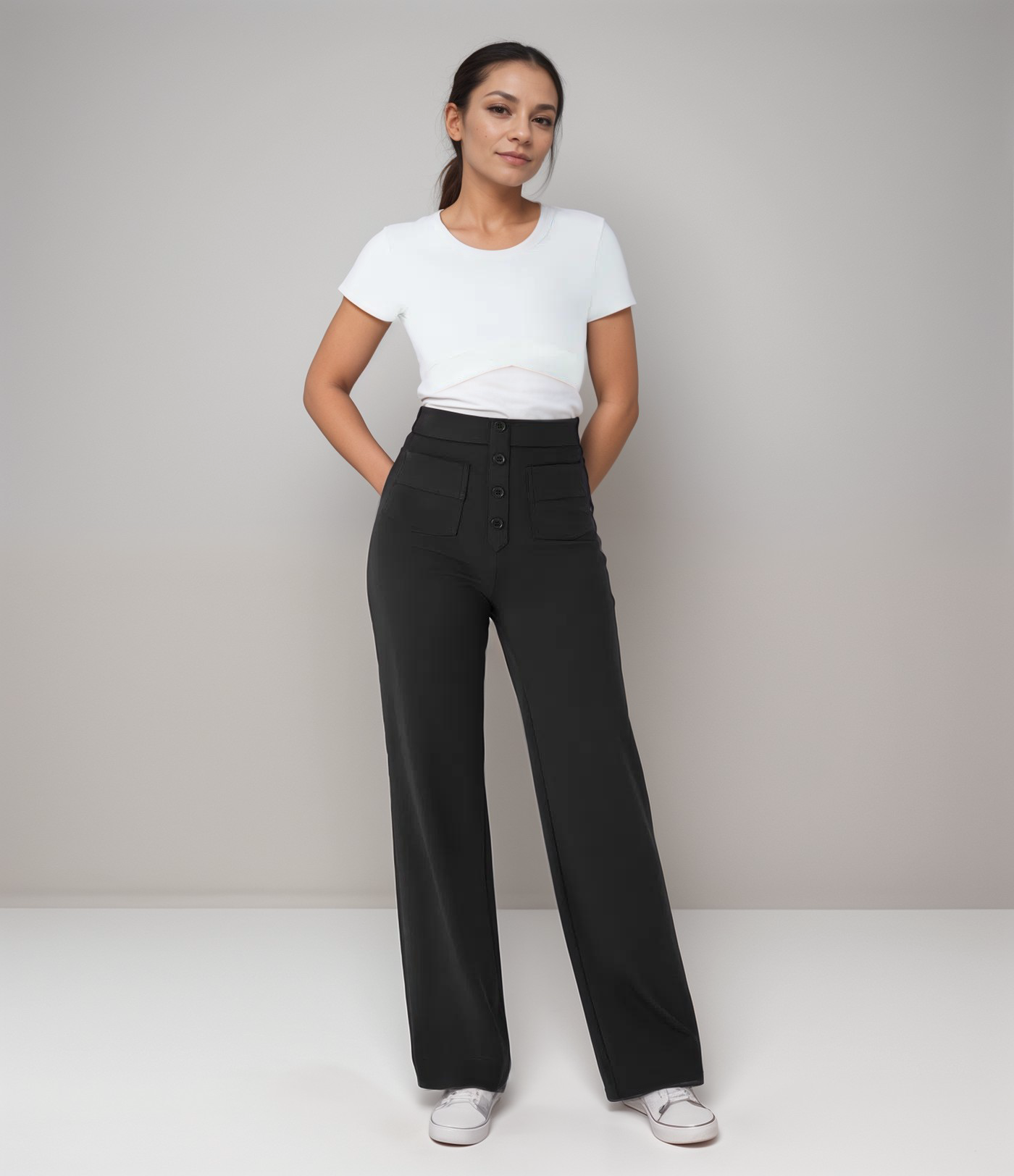 Evelyn | Elastic pants with a high waist.