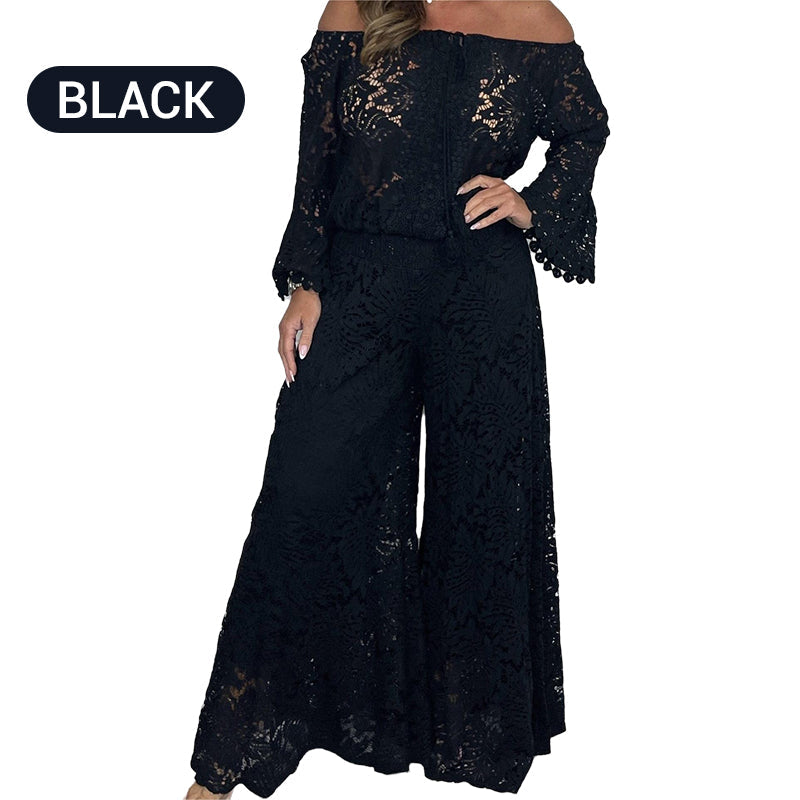 Stella - Lace Co-ord Set with Wide-Leg Pants