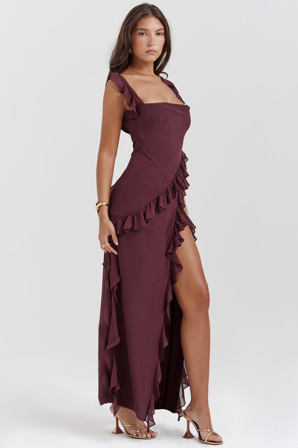 Isabella | Long Dress – Dark Plum
