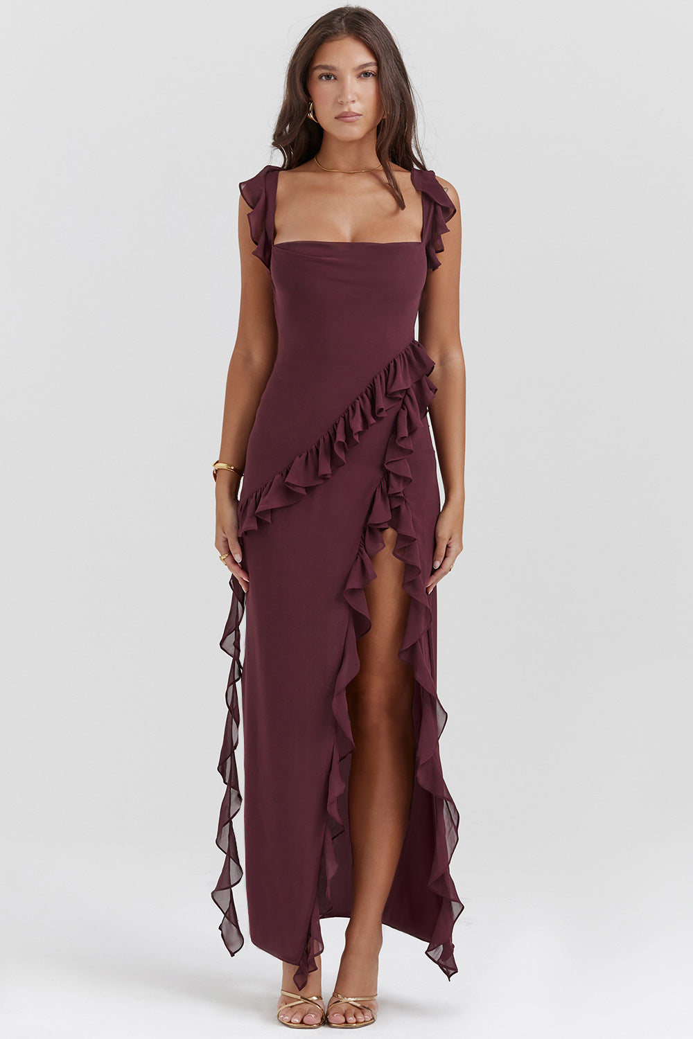 Isabella | Long Dress – Dark Plum