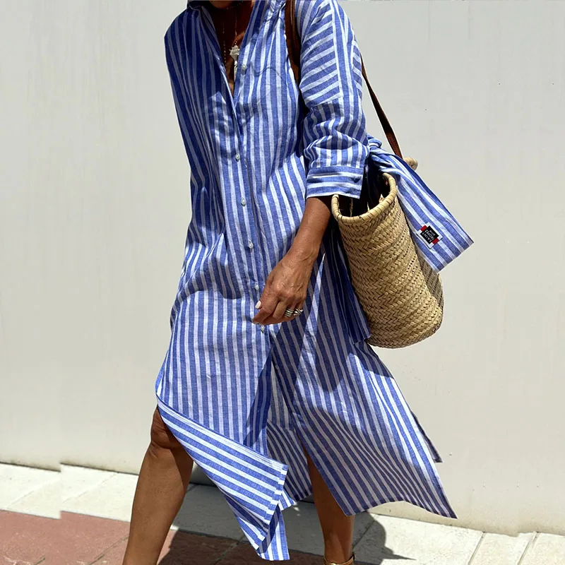 Iris | Elegant striped shirt dress