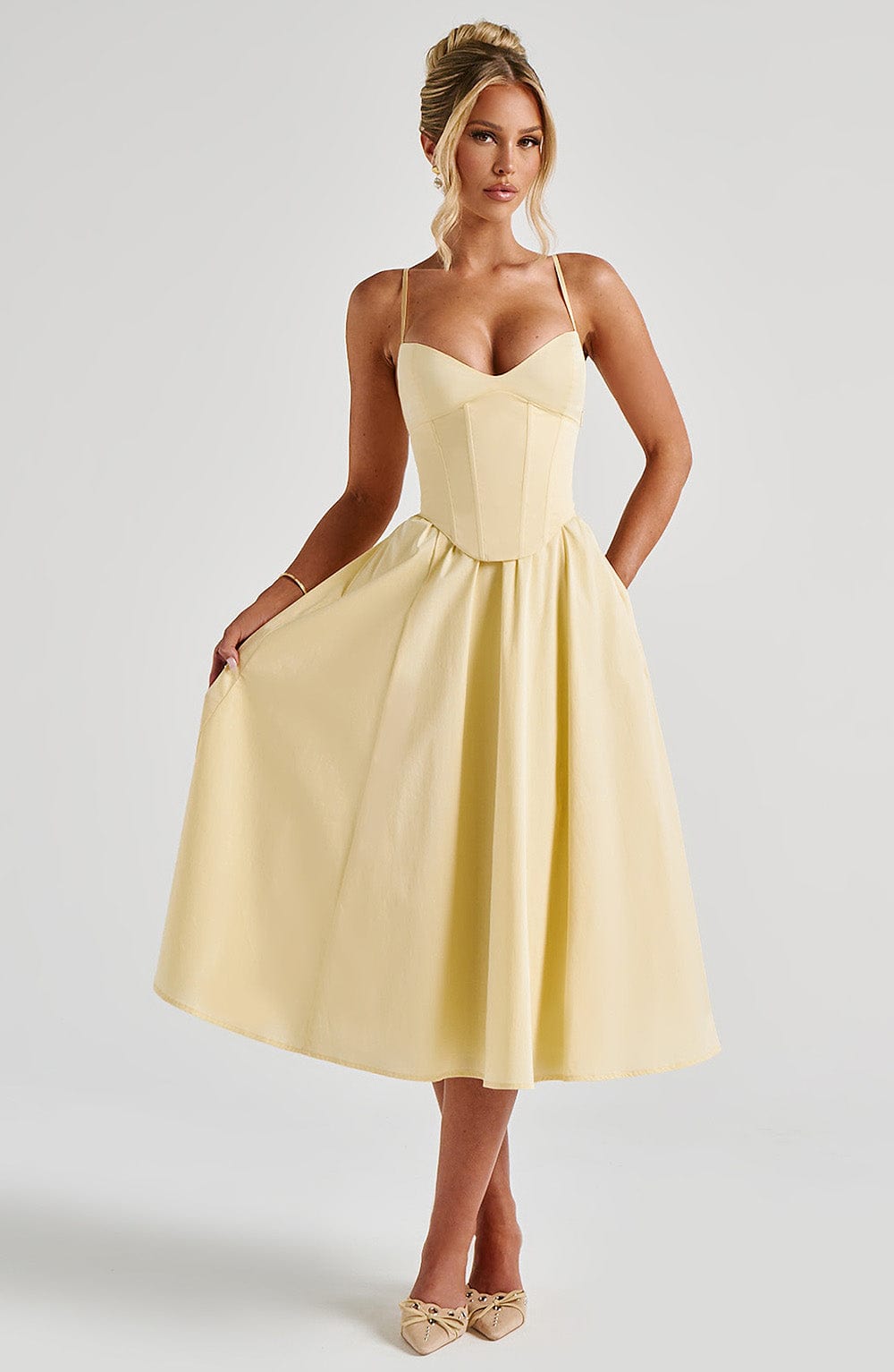 Madison | Midi Dress - Lemon