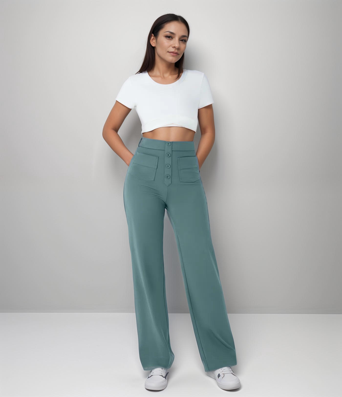 Evelyn | Elastic pants with a high waist.