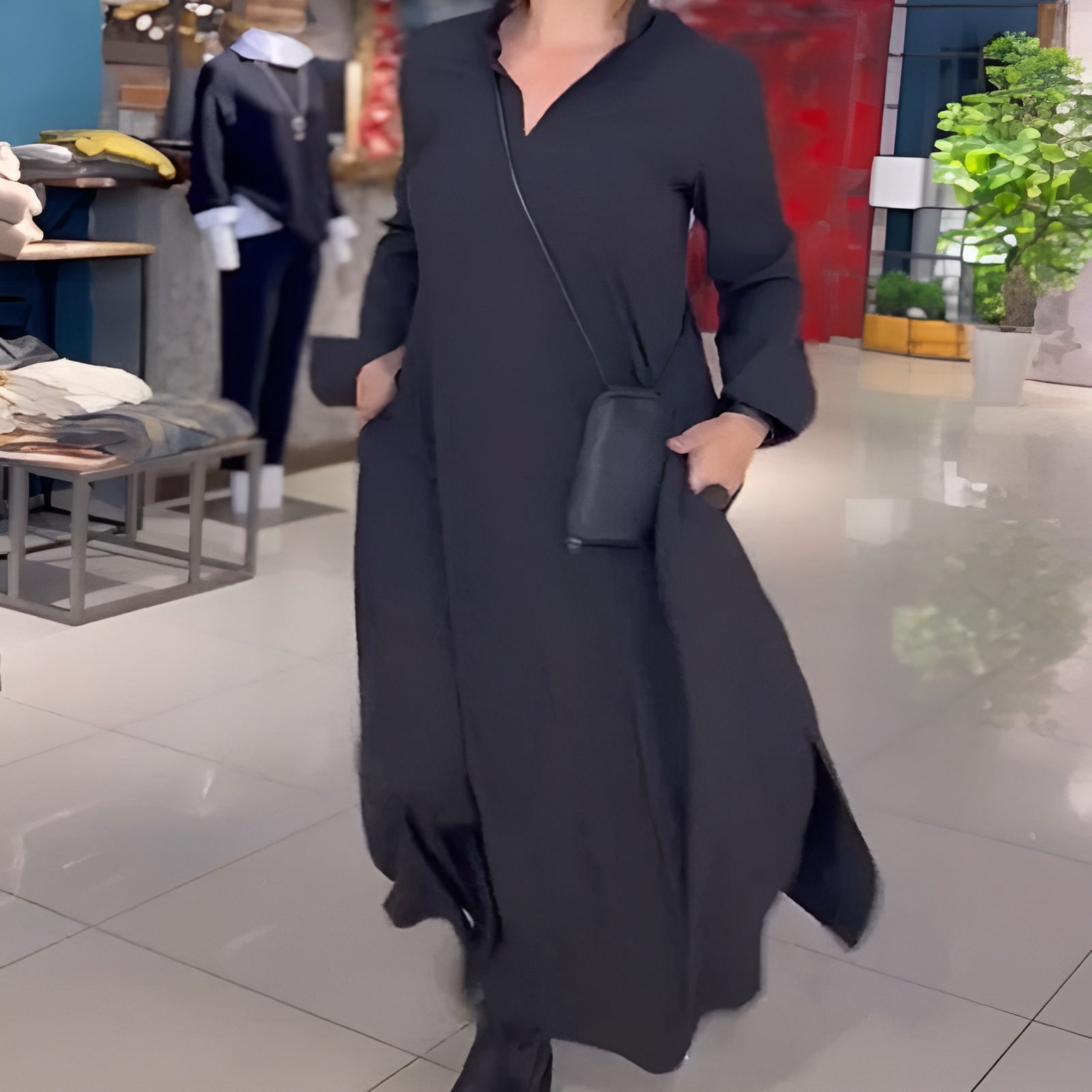 Jean | Loose long dress with side slit