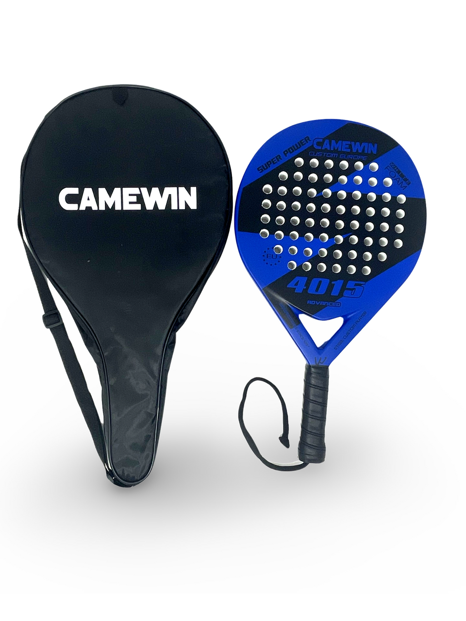 CAMEWIN ADVANCED WHITE FOAM PADEL RACKET – 38MM WITH BLACK COVER