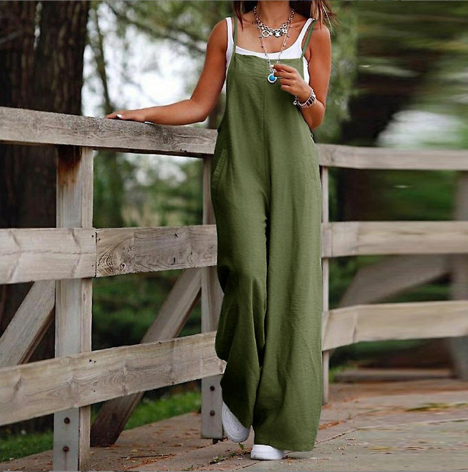 Angel | Relaxed Wide-Leg Overalls Featuring Pockets