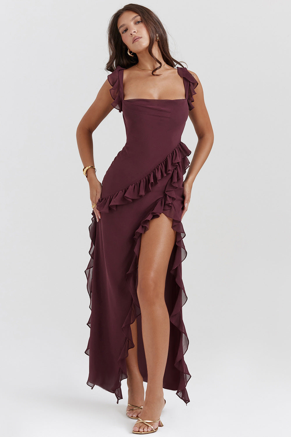 Isabella | Long Dress – Dark Plum