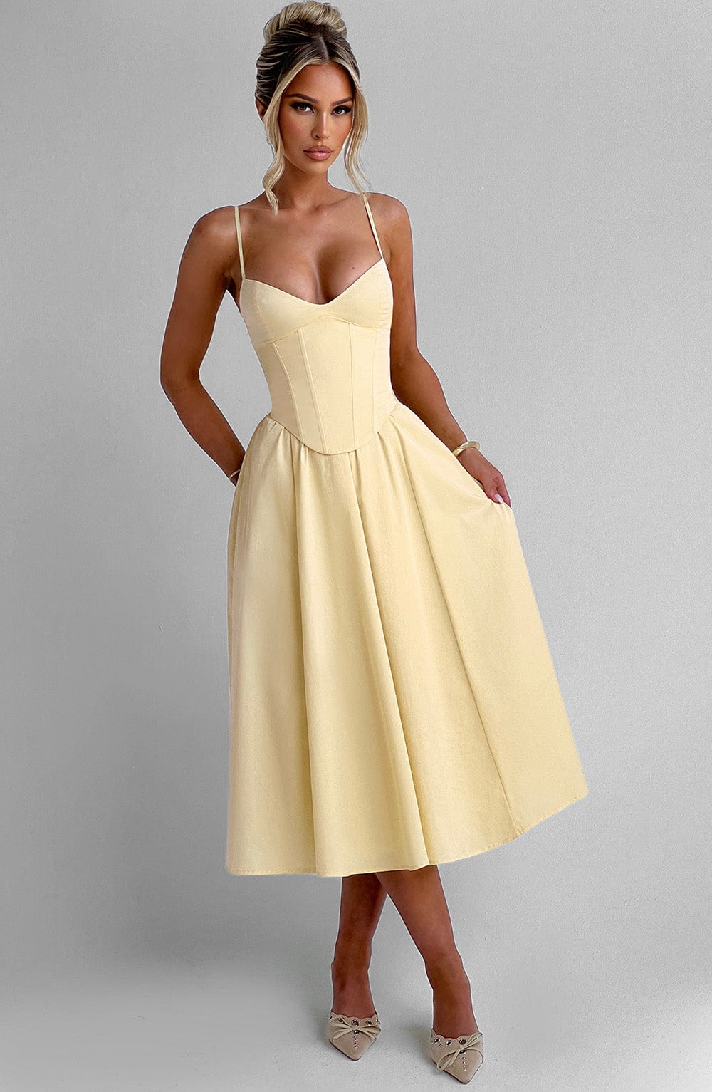Madison | Midi Dress - Lemon
